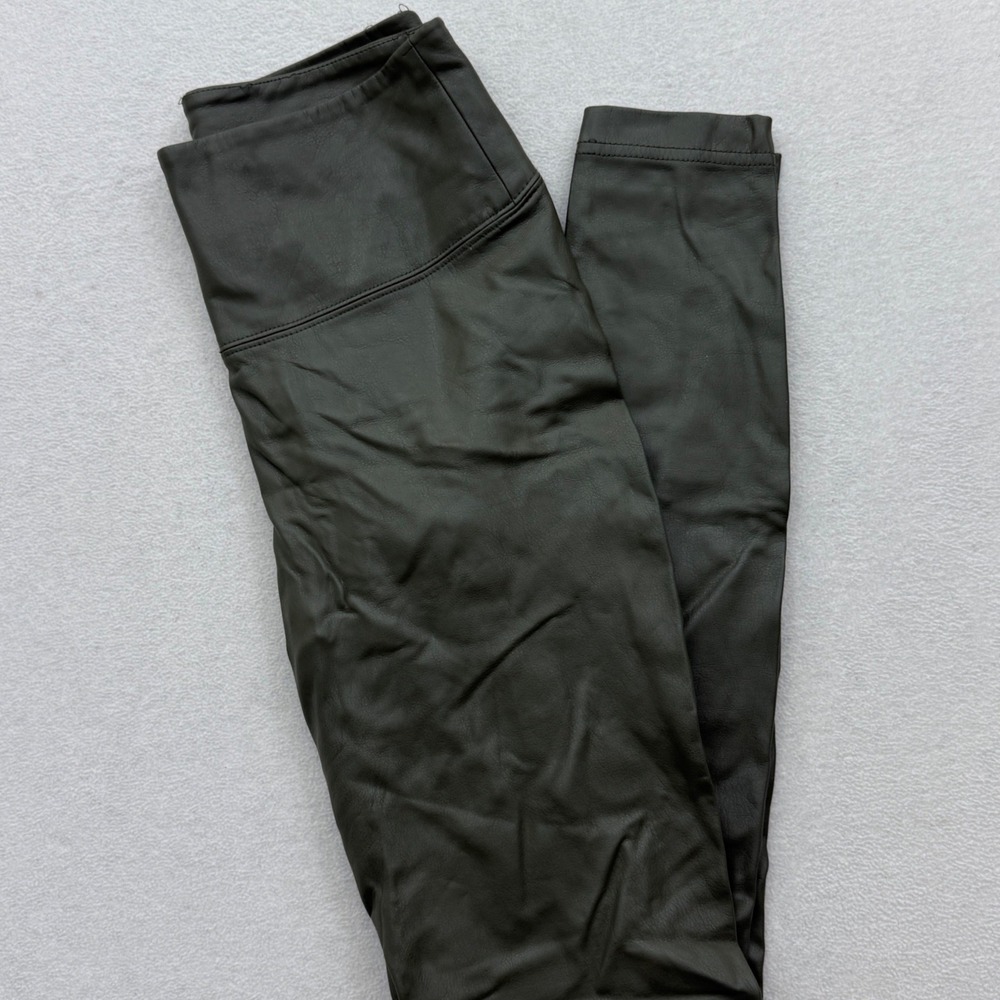 White House Black Market Runway Legging Olive Green‎ Faux Leather Size 0
